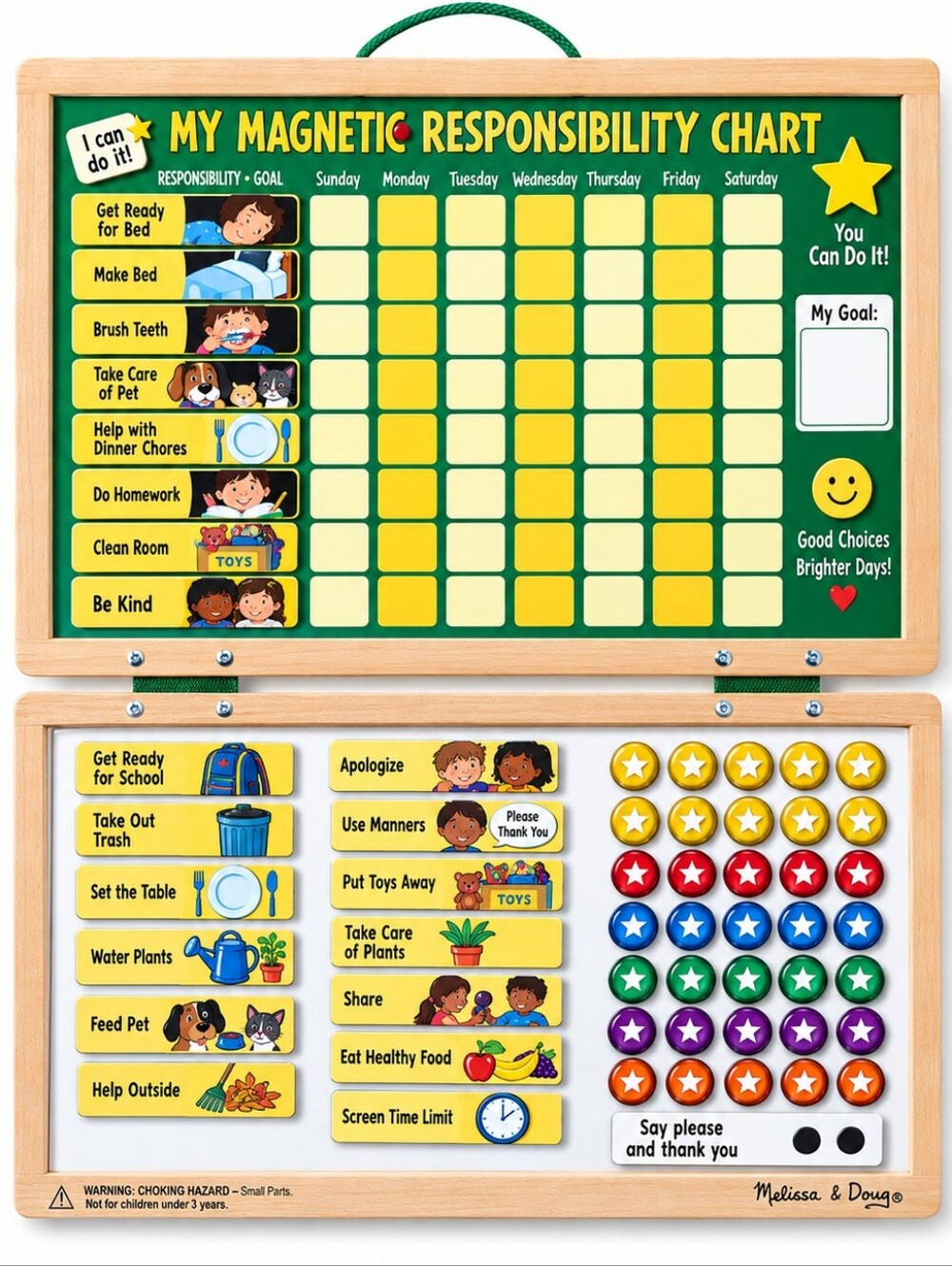Melissa & Doug My Magnetic Responsibility Chart Wooden Chore Reward Board Kids